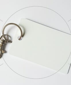 Alternative view of Porte badge mousqueton avec anneau métallique