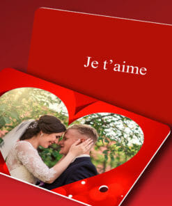 Impression carte Saint Valentin Amare rouge Perforée