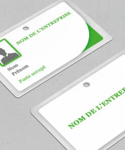 Badge professionnel nominatif Iustus vert - Perforation ronde