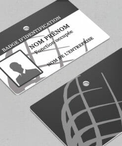 Badge professionnel nominatif Acies Gris - Perforation ronde