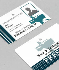 Badge professionnel nominatif Duis Bleu- Perforation ronde