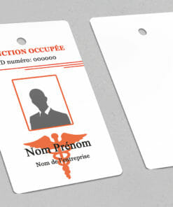 Badge professionnel nominatif Medicus Rouge - Perforation ronde