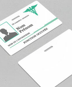 Badge professionnel nominatif Medicus Vert- Perforation oblongue