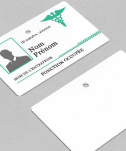 Badge professionnel nominatif Medicus Vert- Perforation ronde