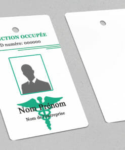 Badge professionnel nominatif Medicus Vert - Perforation ronde