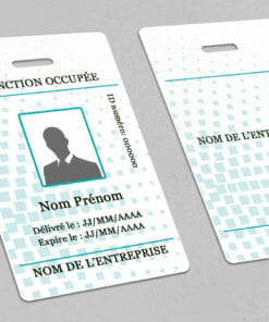 Badge professionnel nominatif  Particulas Bleu - Perforation oblongue