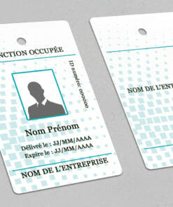 Badge professionnel nominatif Particulas Bleu - Perforation ronde