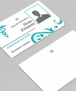 Badge professionnel nominatif Vitae Bleu - Perforation ronde