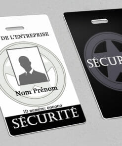Badge professionnel nominatif  Vertical Protector Noir - Perforation oblongue