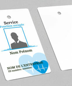 Badge professionnel nominatif Salutem Bleu - Perforation ronde