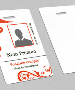 Badge professionnel nominatif  Vitae Rouge - Perforation oblongue