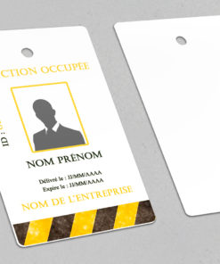 Badge professionnel nominatif Opus jaune - Perforation ronde