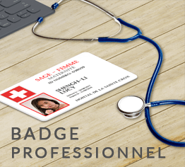 Fabrication de badge professionnel et carte professionnelle sur-mesure et nominative avec photo