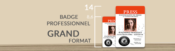 Fabrication et impression de badge XXL grand format idéal pour l'évènemenntiel, salon, conférence, colloque, etc.