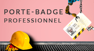 imprimez vos badge professionnel dès l'unité. Exemple de badge chantier jaune en pvc.