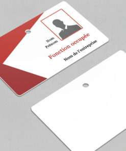 Badge professionnel nominatif Frangibile Rouge - Perforation Ronde