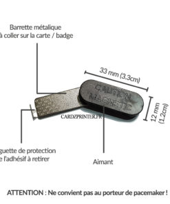 dimension barrette porte badge adhésive aimantée à coller sur votre carte