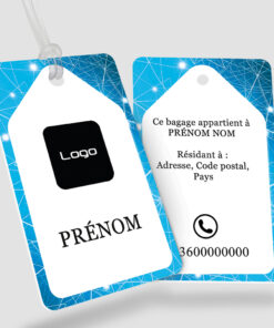 Impression étiquette bagage plastique Aranea bleue - Perforation ronde