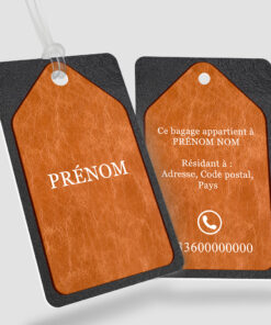 Impression étiquette bagage plastique Corium Marron - Perforation ronde