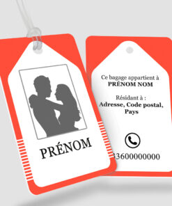 Impression étiquette bagage plastique Extollet Rouge - Perforation ronde