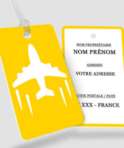 Impression étiquette bagage plastique Labium jaune - Perforation ronde