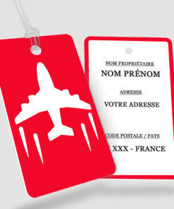 Impression étiquette bagage plastique Labium rouge - Perforation ronde