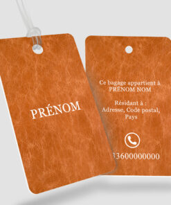 Impression étiquette bagage plastique Plena Zonam Marron - Perforation ronde