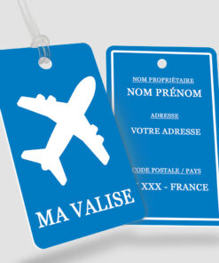 Impression étiquette bagage plastique Plenus bleu - Perforation ronde
