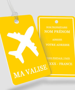 Impression étiquette bagage plastique Plenus jaune - Perforation ronde