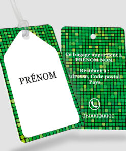 Impression étiquette bagage plastique Quadratum vert - Perforation ronde