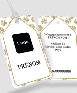 Impression étiquette bagage plastique Sphera marron - Perforation ronde