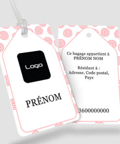 Impression étiquette bagage plastique Sphera rose - Perforation ronde