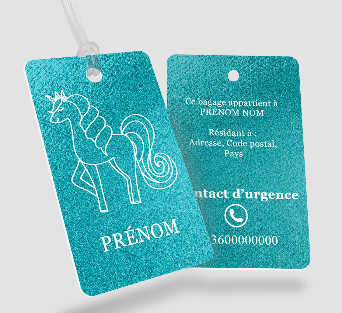 Impression étiquette bagage plastique Extollet Vert - Perforation ronde