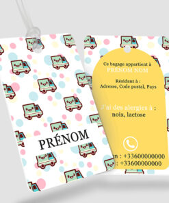 Étiquette bagage, sac et cartable enfant - Vans Jaune - perforation ronde