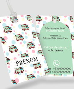 Étiquette bagage, sac et cartable enfant - Vans Vert - perforation ronde