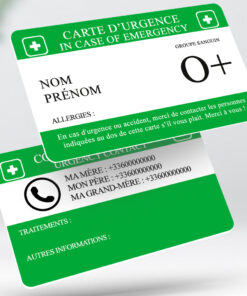 Carte d'urgence / in case of emergency - Auxilium vert